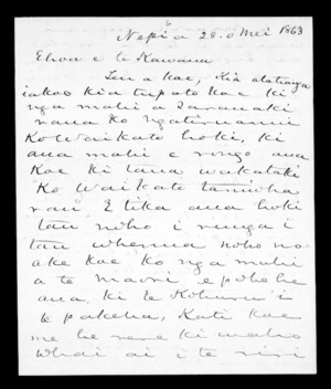 Letter from Te Hapuku to Kawana