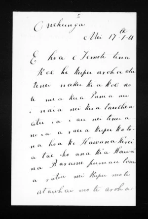 Letter from Apera Kiwi to Te Mete