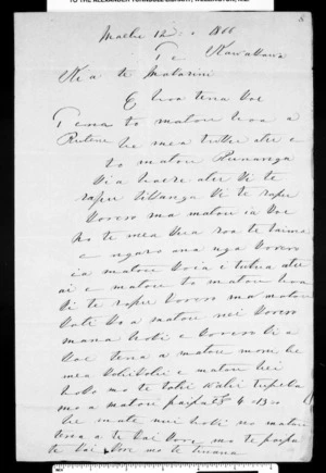 Letter from Hohua Tawhaki to McLean