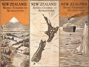 New Zealand, scenic charms and attractions. N.Z. Publicity folder, no. 3. W A G Skinner, Government Printer, Wellington, 1925l [Cover spread].