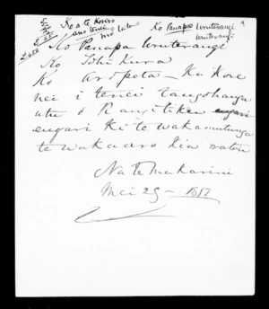 Letter from McLean to Panapa Uruterangi