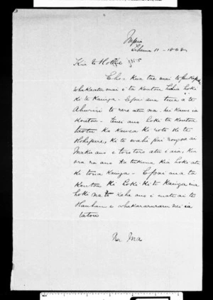 Letter from McLean to Te Hotene