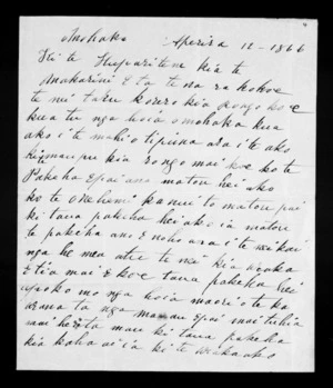 Letter from Te Awapuni to McLean