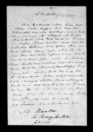 Letter from Maaka Te Rangihatea to McLean