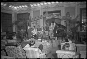 Italian musicians and singers performing in the New Zealand Forces Club in Florence, Italy, during World War 2
