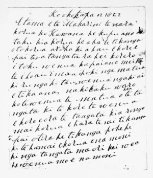 Letter from Te Honiana Puni to McLean and George Grey (with translation)