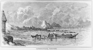 Barraud, Charles Decimus, 1822-1897 :Landing-place, Taranaki. [C. D. Barraud del]. London, [1877]