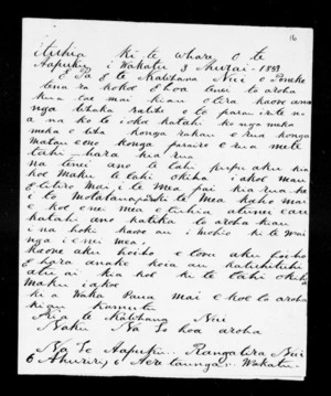 Letter from Te Hapuku to George Grey (with translation)