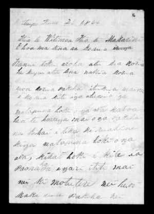 Letter from Muriwhenua Rangatira, Perahama Whetu to Whitmore and McLean