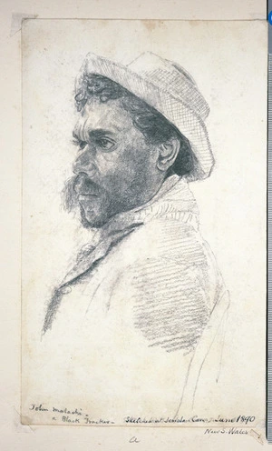 [Lister family] :John Malachi, a Black tracker. Sketched at Jenolan Caves. June 1890, New S. Wales
