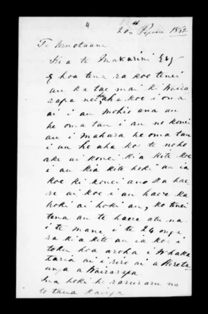 Letter from Te Hapuku to McLean (with translation)