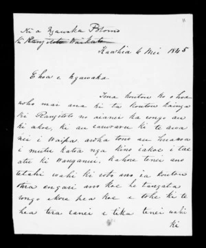 Letter from McLean to Ngawaka Potomo