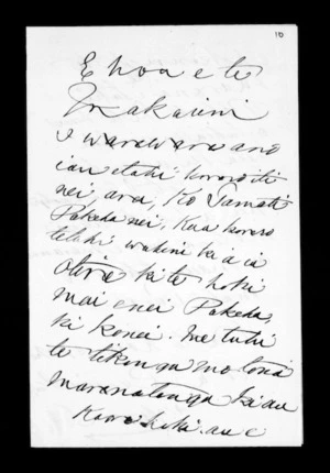 Undated letter from Raniera Kawhia to McLean