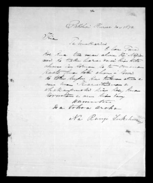 Letter from Rangi Tukehu to McLean