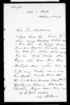 Letter from Mokena to McLean