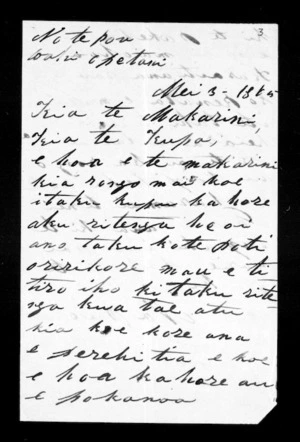 Letter from Paora Toki to McLean