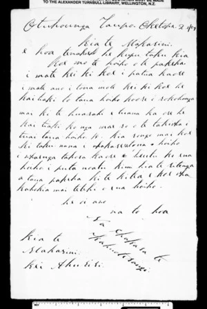 Letter from Ihakara Te Kahuoterangi to McLean