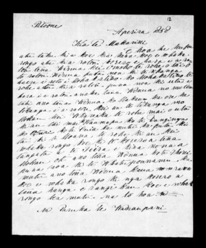 Letter from Paruka Te Wairaupani to McLean