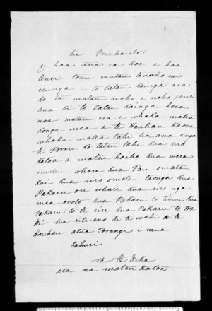 Undated letter from Te Waka to Peneharete (copy)