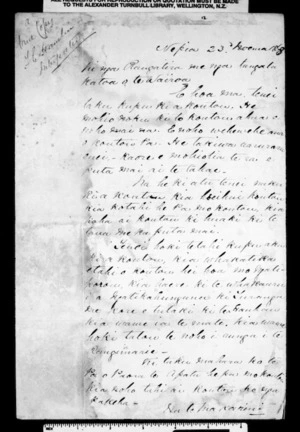 Draft letter to chiefs of Wairoa
