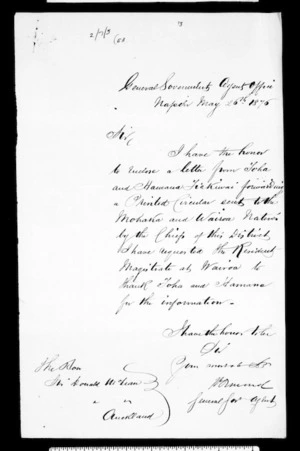 Letter from Ormond to McLean