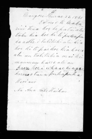 Letter from Ana Kaihau to McLean