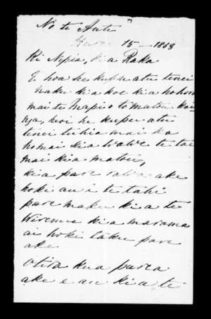 Letter from Rapata Tiakitai to Raka (Locke)