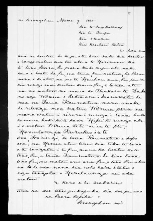 Letter from Paora Ropiha to McLean, Kupa, and Omana
