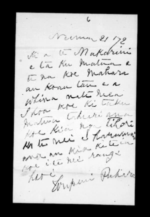 Letter from Urupeni Puhara to McLean
