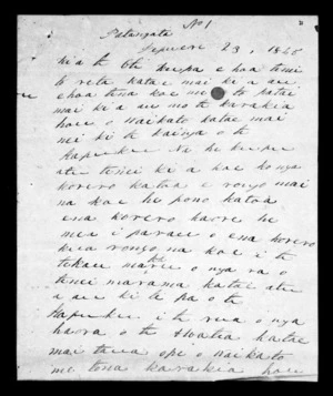 Letter from Hori Niania to Te Oti Kupa (George Cooper)