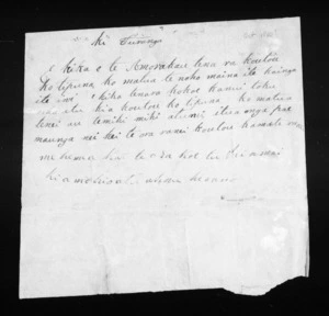 Letter from an unidentified correspondent to Te Amorakau