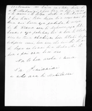 Letter from Peniamini to McLean