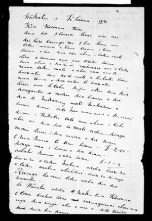 Letter from Hemi Te Ora to George Grey