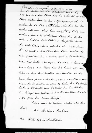 Letter from Horima Katene, Wikitoria Katikara to McLean