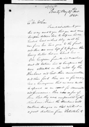 Letter from Henare Potae to McLean (with translation)