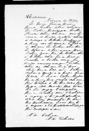 Letter from Tuhoro to McLean