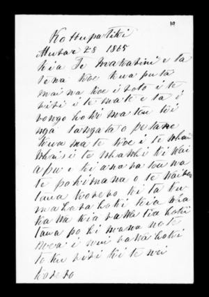 Letter from Paora Toki to McLean