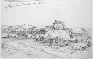 Hawkins, William Webster, 1842-1918 :The Ferry Inn, Ruamahanga River [1867]