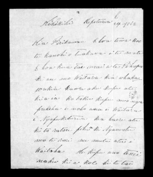 Letter from Wiremu Kingi to Piri Kawau