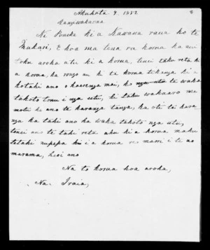Letter from Iraia to George Grey (with translation)