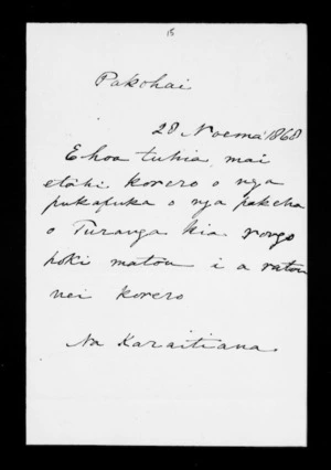 Letter from Karaitiana to McLean