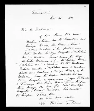 Letter from Hirini Te Kani to McLean