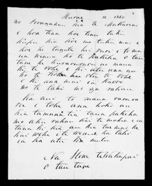 Letter from Hone Te Wakapai to McLean