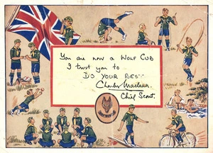 The Boy Scouts Association :Wolf cub enrolment card [for Nikki Bakker, Kelvin Pack. 6th July 1966].