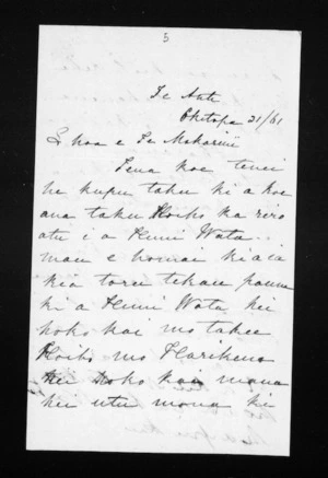 Letter from Te Hapuku to McLean (with translation)