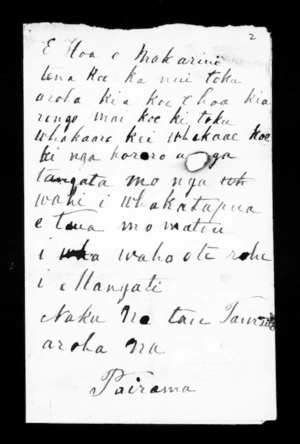 Undated letter from Pairama to McLean