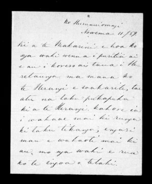 Letter from Te Wenerei to McLean