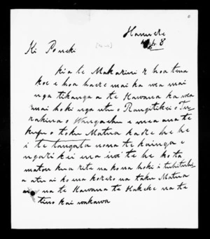 Letter from Kawana Hunia to McLean (with translation)
