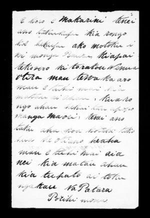 Undated letter from Te Apatu to McLean