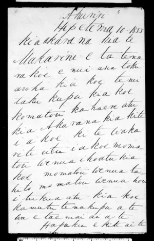 Letter from Te Maonanui, Weraihia Huakura, Arama Koromahue, Paora Pareko to McLean